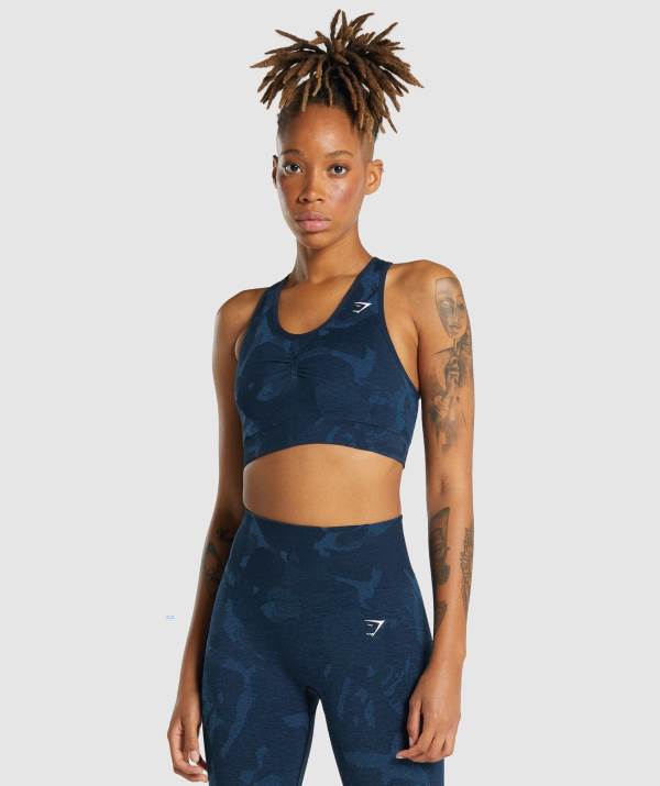 Damske Športové Podprsenky Gymshark Adapt Camo Seamless Racer Back Námornícka Modrá | XG6059327